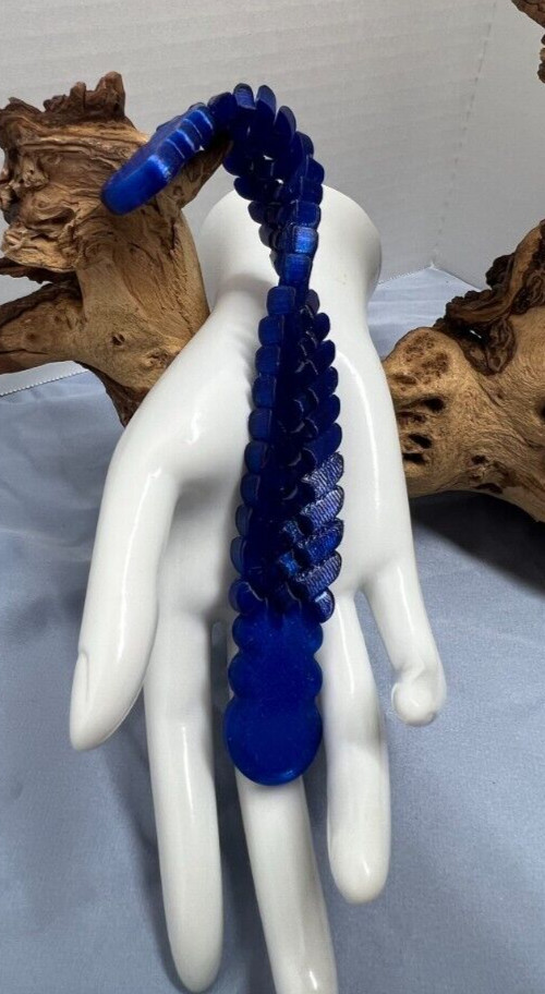 Blue snake skin texture Chotki handmade 3D printed Size 21 cm 31 gram