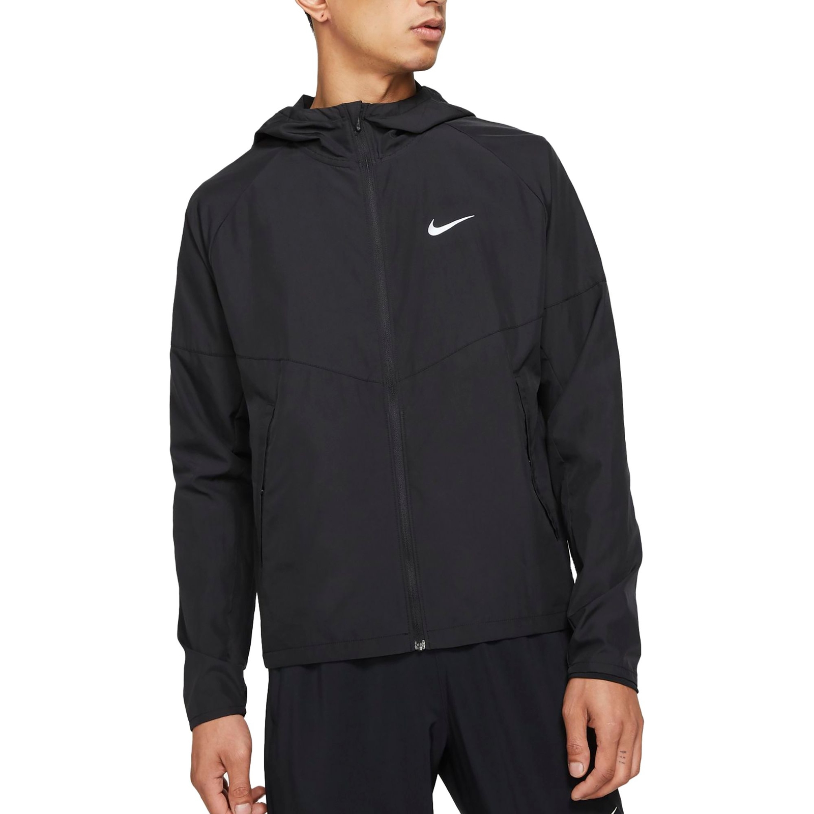 Nike Mens Team Miler Running Lightweight Rain Jacket w Hood Black M DH8109-010
