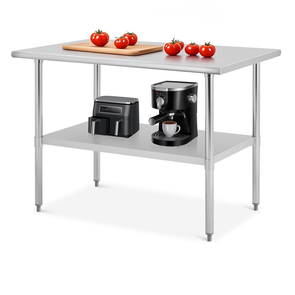 GRAVEE Stainless Steel Table 48x30 Inch Kitchen Prep Table with Adjustable Shelf