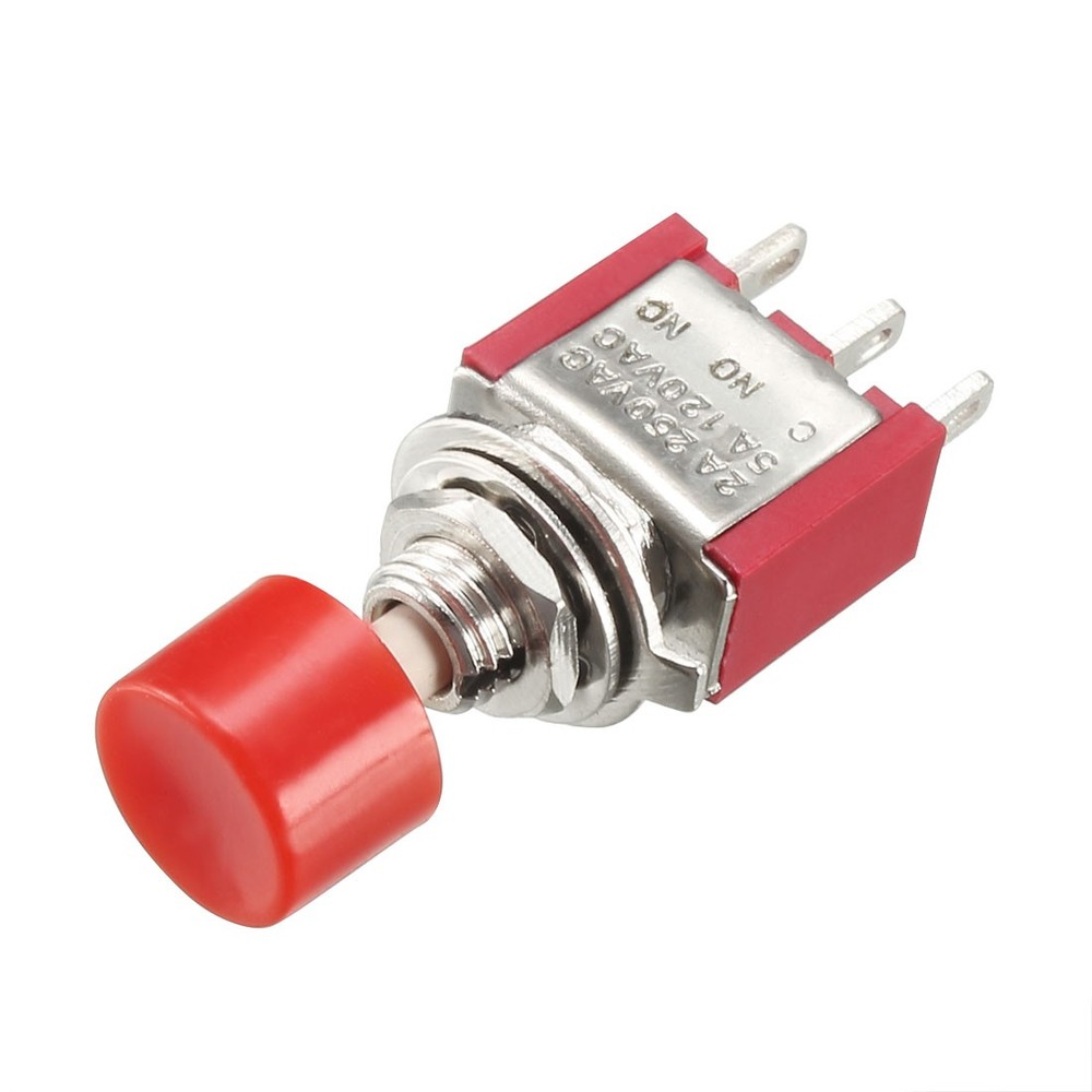 6mm hole mounting red momentary button switch SPST NO 2pcs
