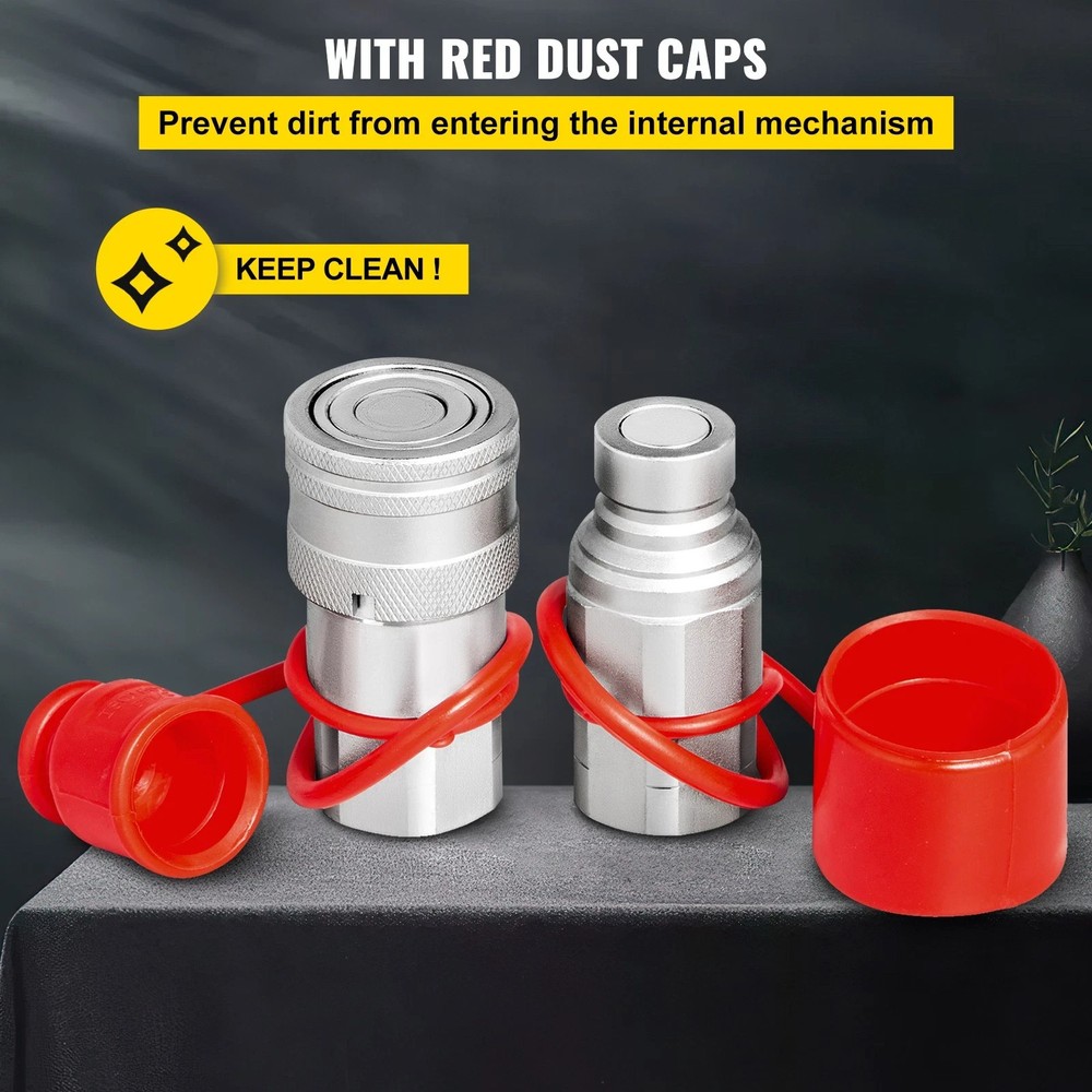1 Sets 1/2" Flat Face Hydraulic Coupler Quick Connect Skid Steer Bobcat