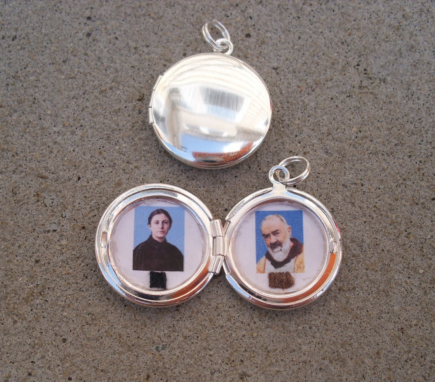 St Gemma Galgani- St Padre Pio combination relic locket -Very nice!