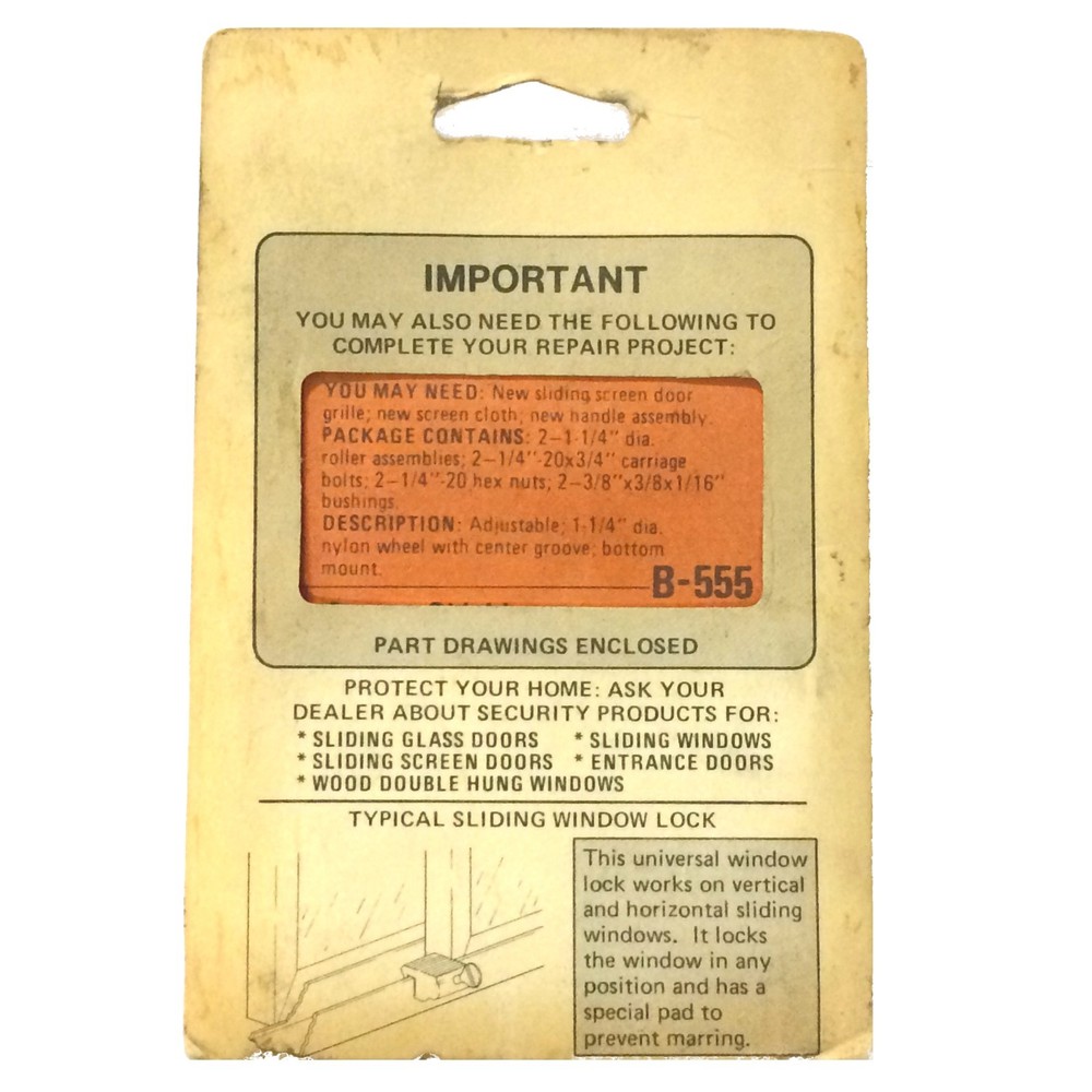 B-555 Sliding Screen Door Roller Assembly, Replacement Hardware, Do-it Yourself