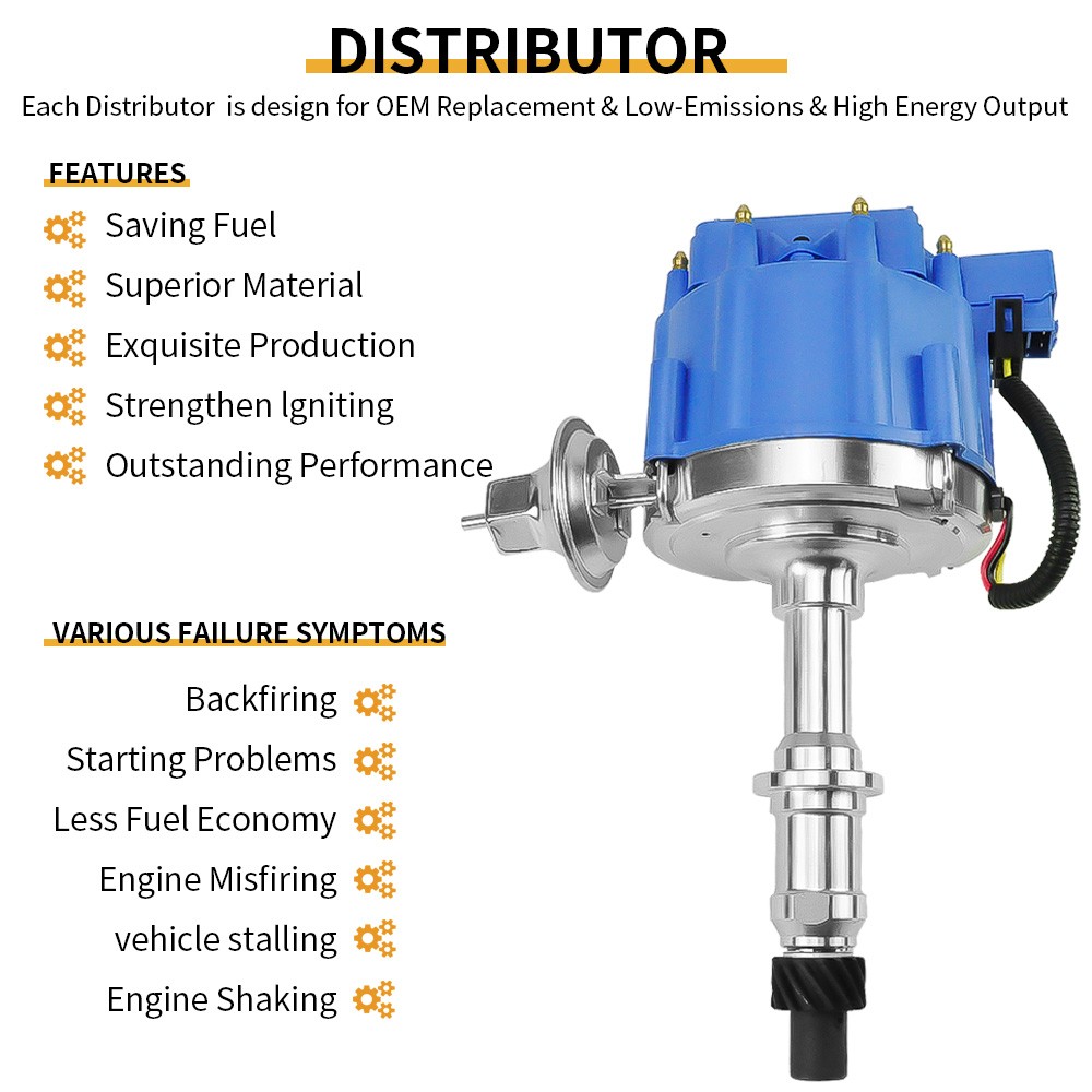 For PONTIAC 326 350 389 400 455 HEI DISTRIBUTOR + 8.5mm SPARK PLUG WIRES USA