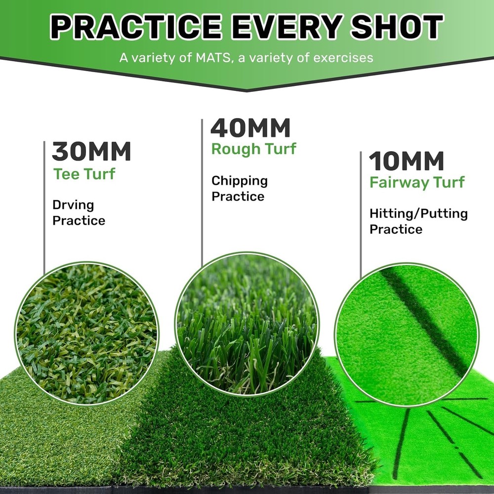 Golf Hitting Mats Training Equipment, Golf Practice Mat with Instant Swing Path
