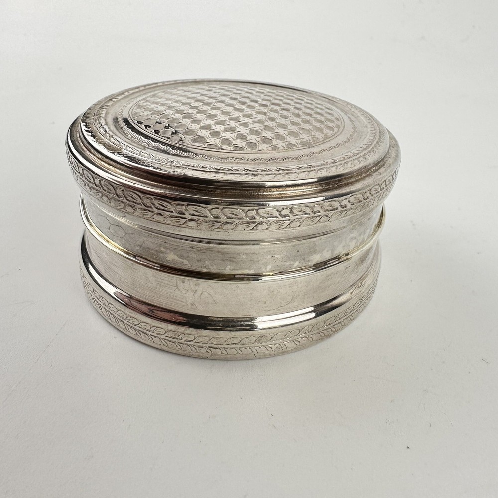 Antique Solid Silver Circular Box Nathan & Hayes 1908 8cm