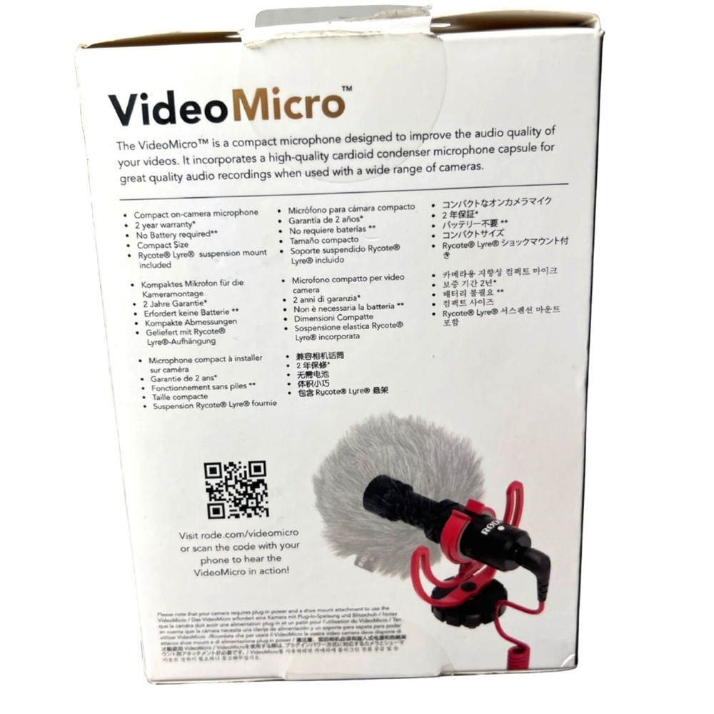 RØDE Rode VideoMicro Compact On-Camera Microphone Wind Shield & Accessories