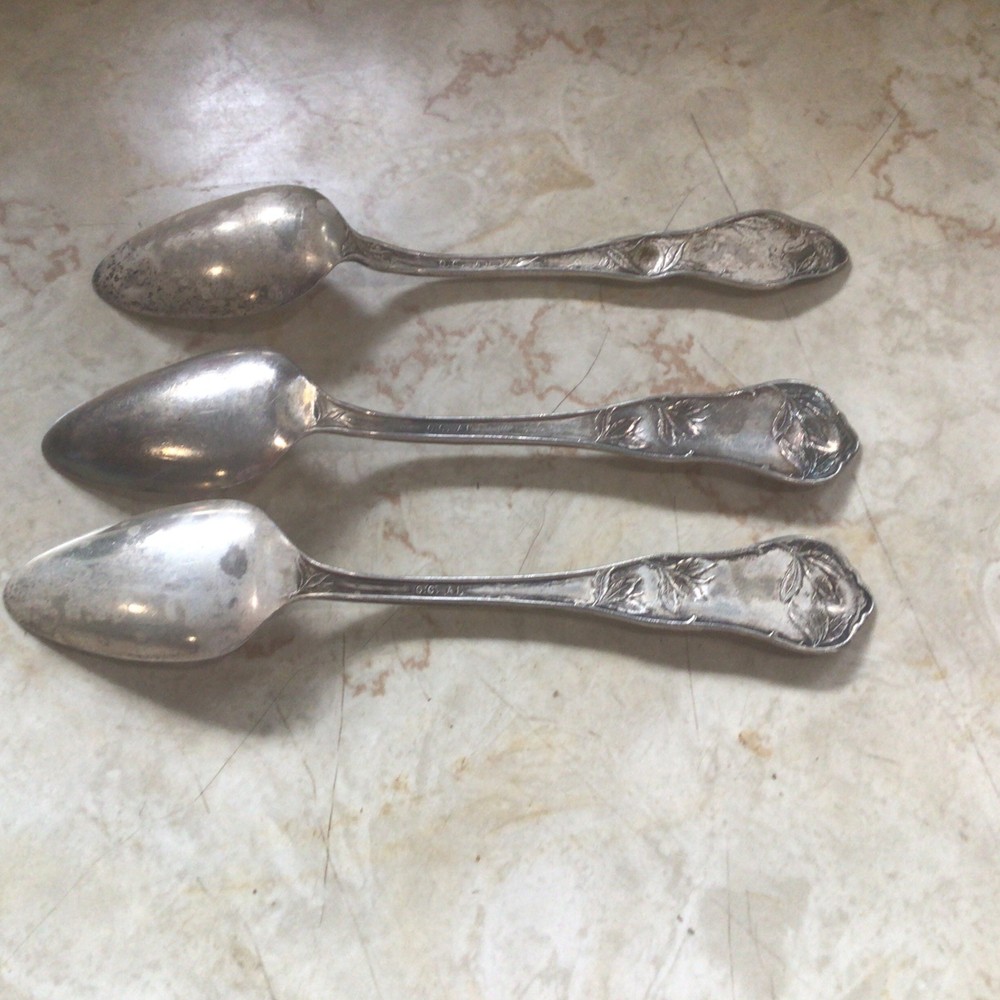 O.C. A1 Orange Pattern Silverplated Fruit Spoons Pair Lot of 3- Orange Blossom