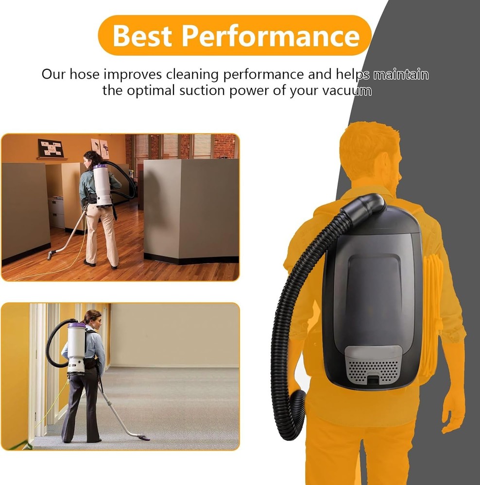 103048 Static-Dissipating Backpack Vacuum Hose Compatible with ProTeam Black