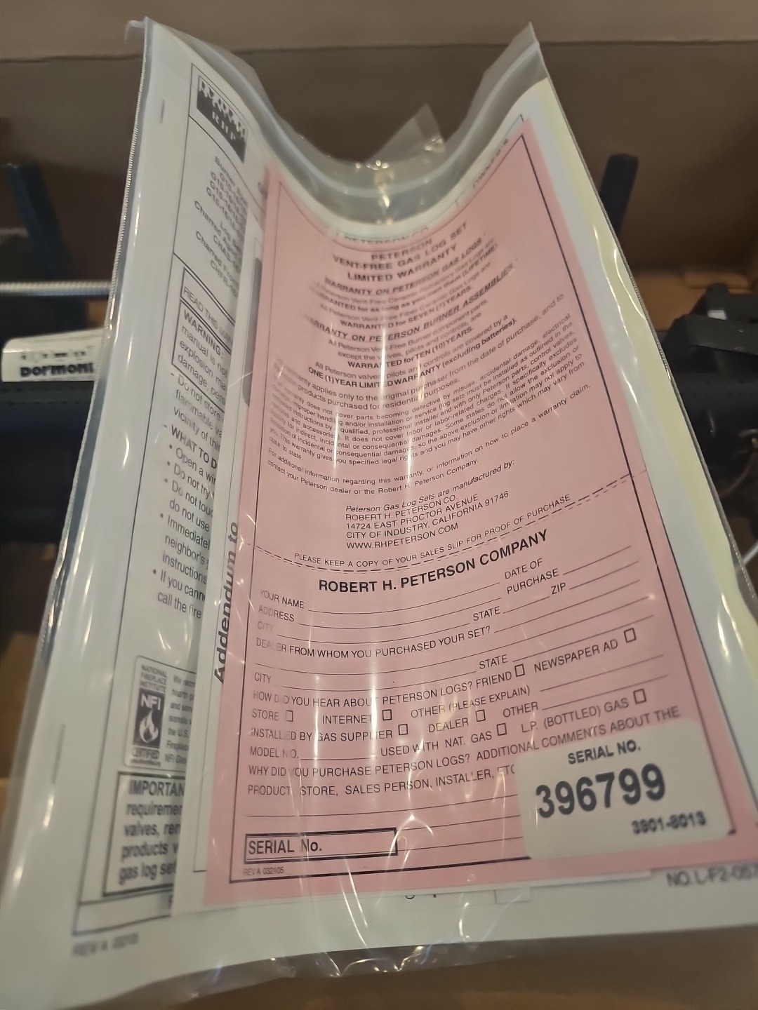 Petersen RealFyre G10 16/18" Gas-Log Natural Gas Burner System Vent Free