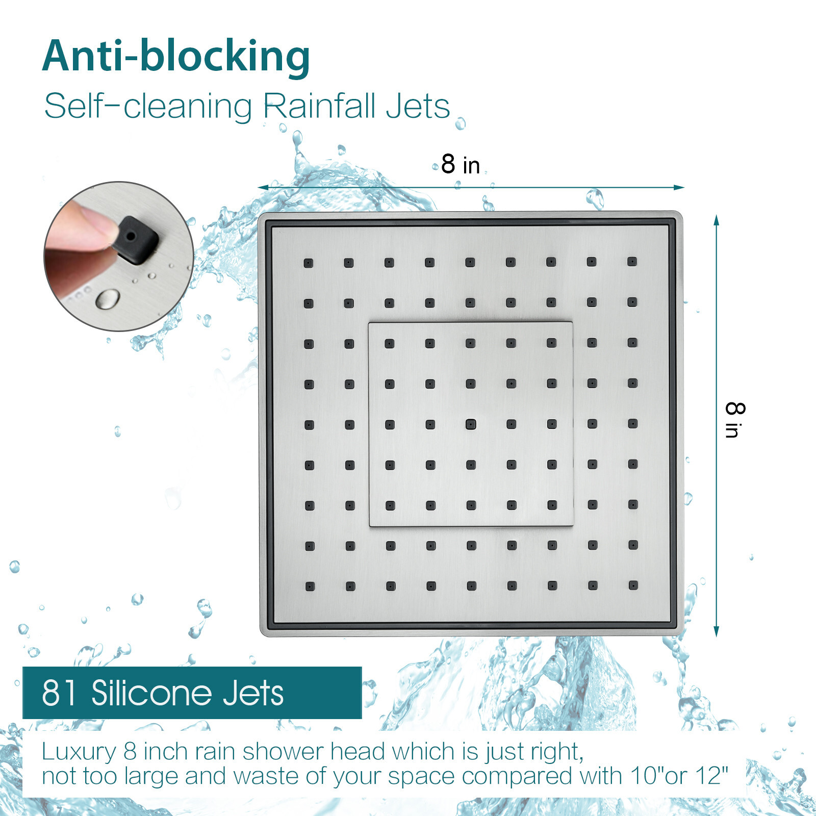 New BRIGHT SHOWERS Rain Shower Head with 10 Inch Adjustable Extension Arm Combo