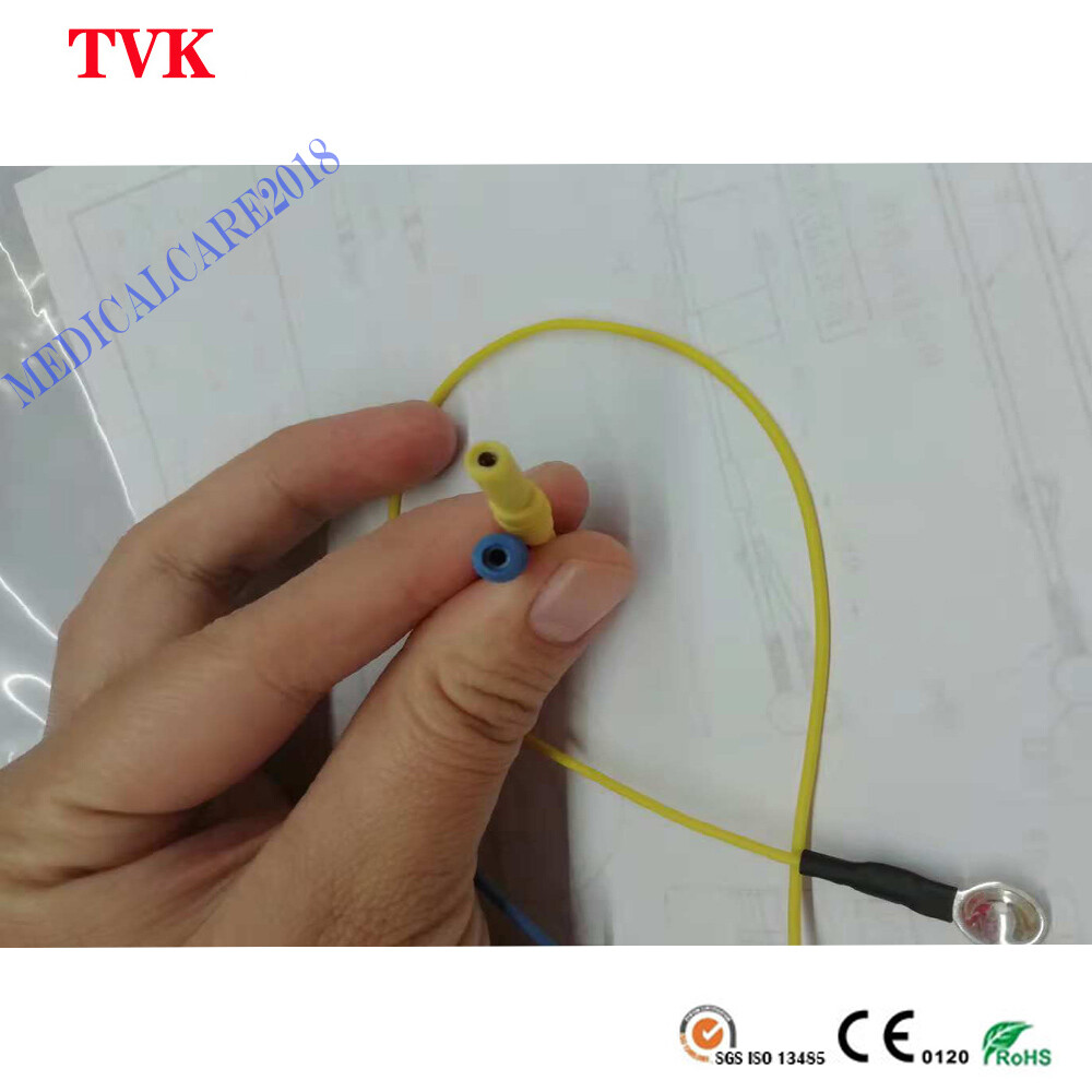 EEG Electrode Cables, Pure Silver Integrated flat(2p)+Ear Clip(3p) DIN1.5 Socket