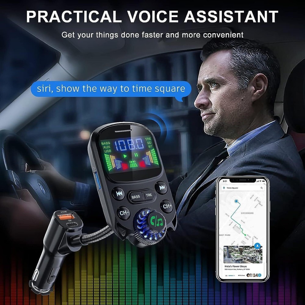 Car Bluetooth FM Transmitter Wireless Radio MP3 Hands-Free Fast Charging Adapter