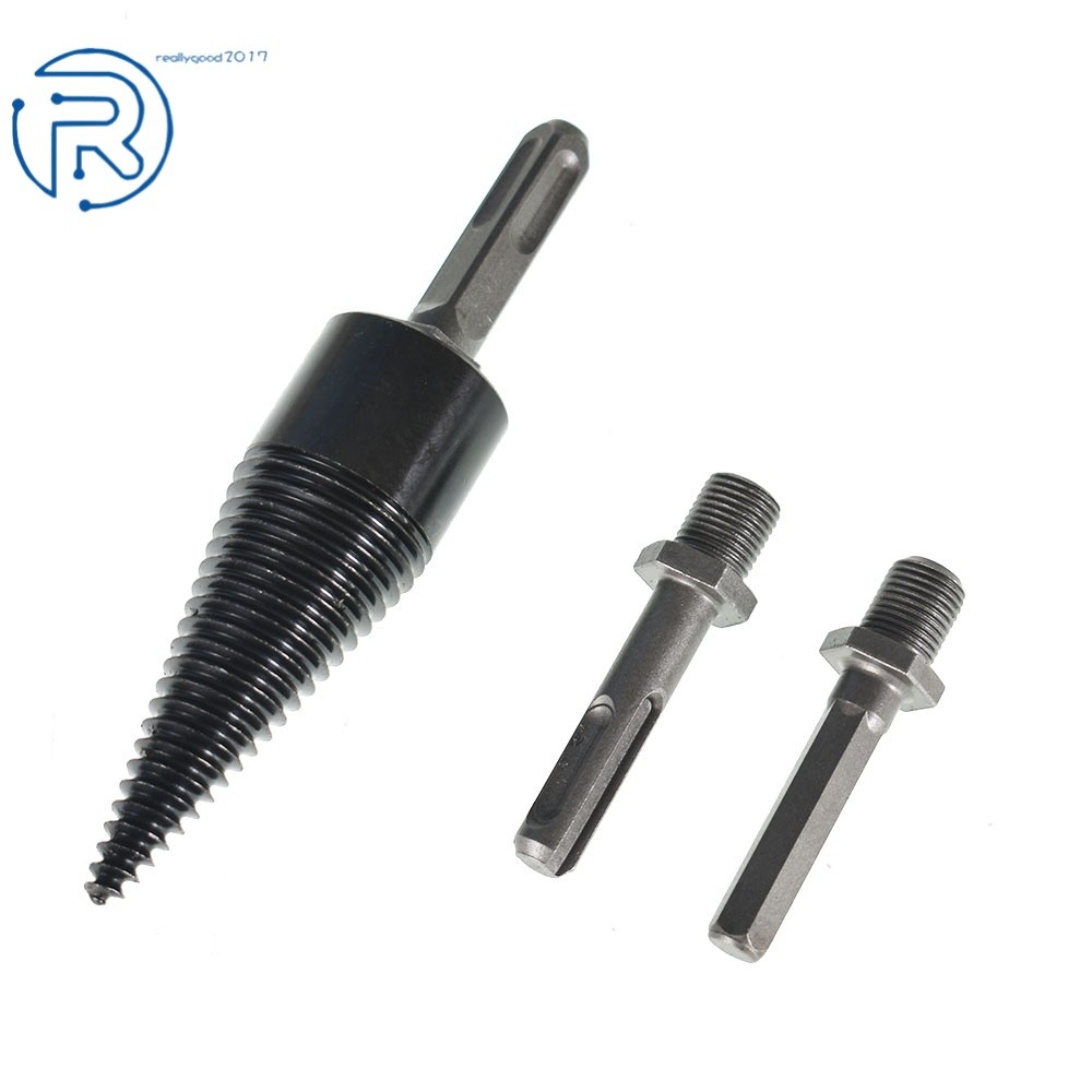 3pcs Removable hex+Square+Round 32mm Firewood Log Splitter Drill Bit Set,