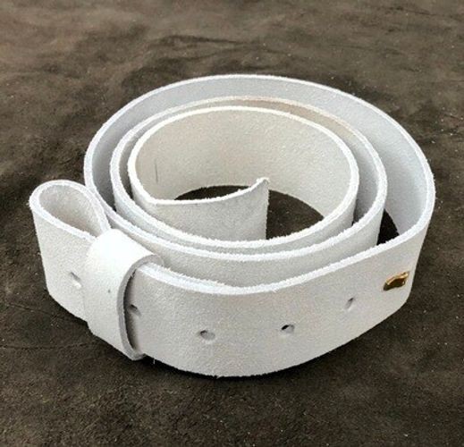 White Buff Leather Two Piece Belt / NCO Belt