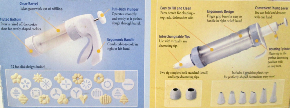 Wilton Soft Grip Cookie Press with 12 Discs & Dessert Decorator
