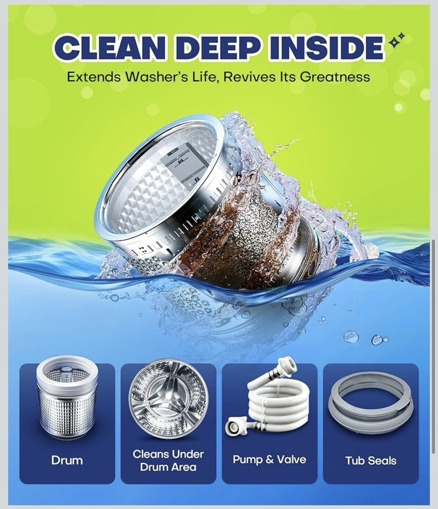 Washer Cleaner Tablets 24 Pack Deep Cleaning HE Front Top Load Septic Safe