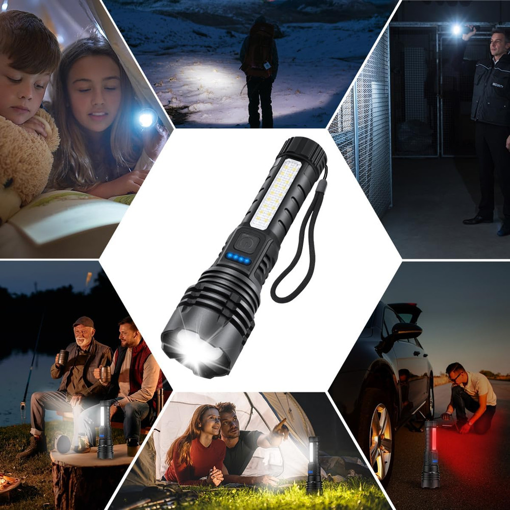 Rechargeable Flashlights High Lumens, 7Mode Super Bright Flashlight Camping, Adj