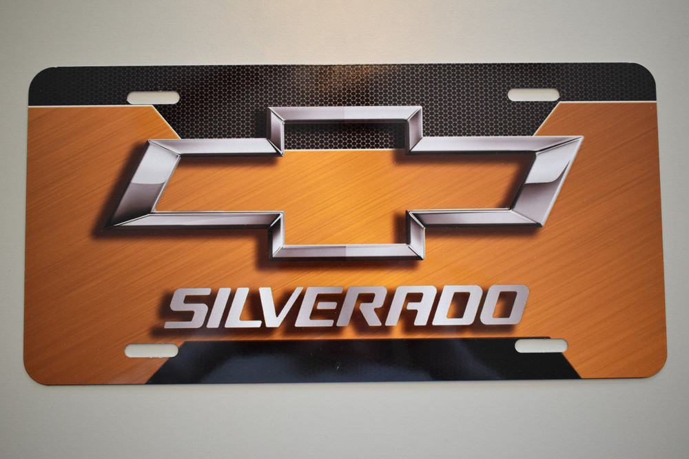 "BLEMISHED" Silverado Bowtie Yellow Prop License Plate