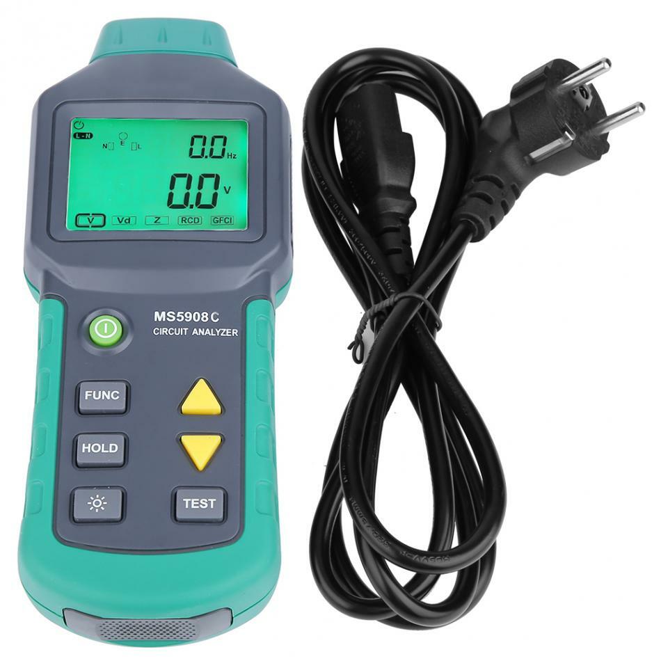 Mastech MS5908C RMS Circuit Analyzer Tester 220V RCD GFCI Socket Tester