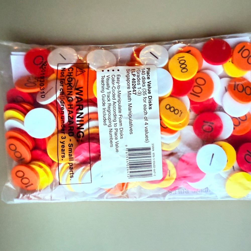 Place Value Foam Disks 140 Color-Coded Set Grades 1-4 Math Manipulative Centers