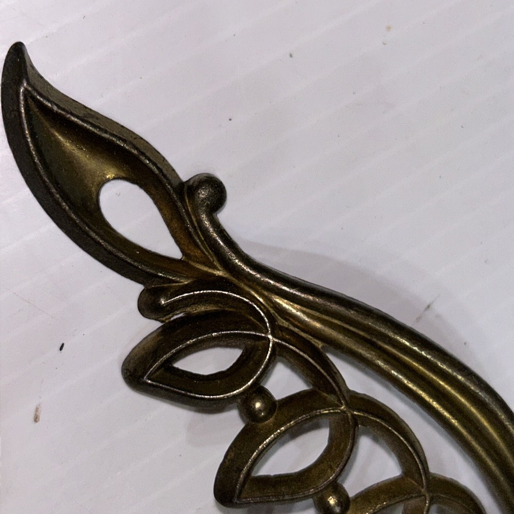 Brass Decrotive Scroll Loops Drawer Handle Door Pull Antique Vtg 3” Center/92e