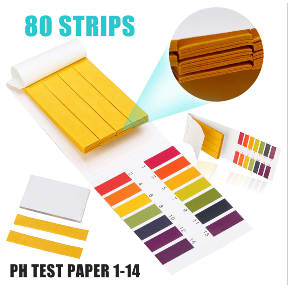 Full Range 1-14 Acid Alkaline pH Test Strips 80pcs Litmus Indicator Paper