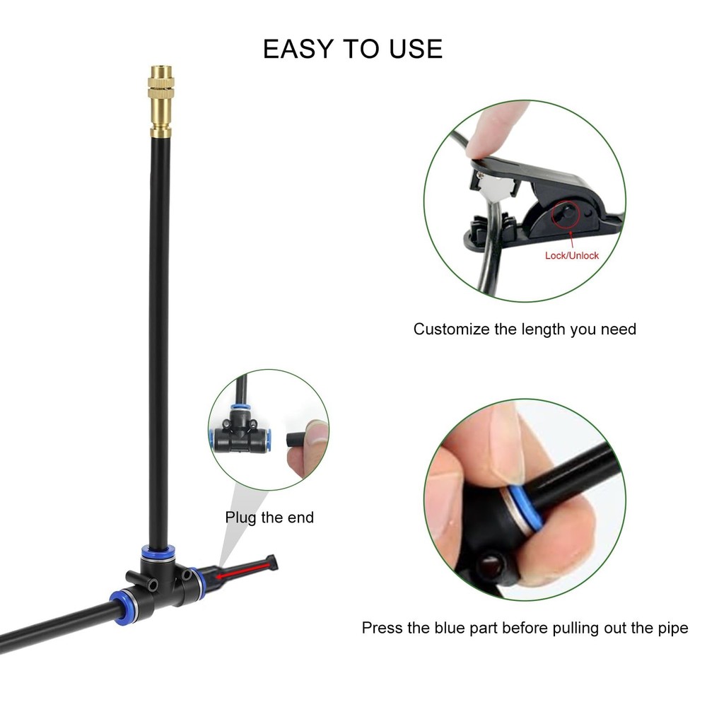 30FT 5/16” Drip Irrigation System, 360°Adjustable Watering System Kit