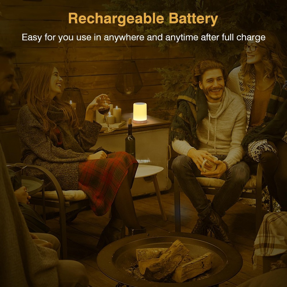 Table Lamp, Touch Sensor Bedside Lamps, Dimmable Warm White & Color Changing ...