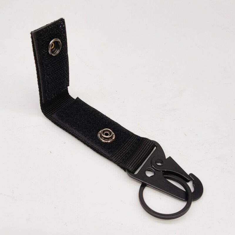 Duty Belt Key Holder, 3Pcs - Nylon Strap with Snap D-Sharp Clip Key Ring (Black)