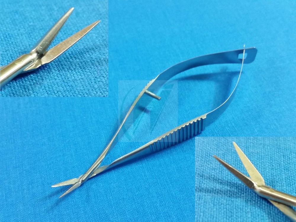 SURGICAL GRADE AUTOCLAVABLE VANNAS MICRO SMALL BLADE SCISSORS ANGLED FORWARD 3"