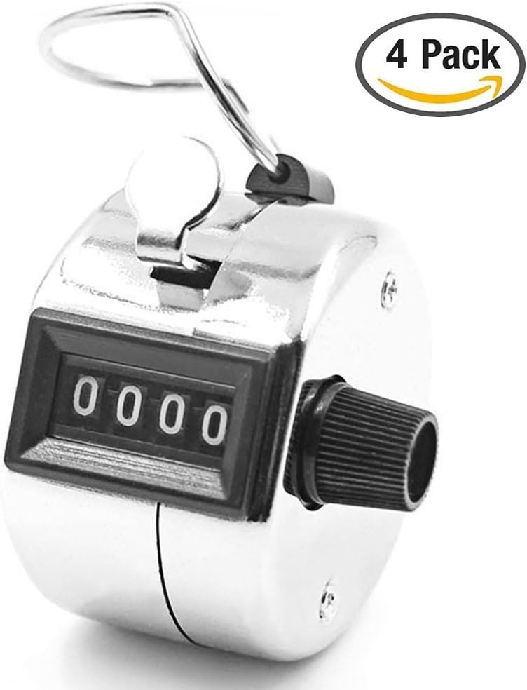 4 Digit Hand Tally Counters, 4 Pack Mechanical Lap Tracker Manual Clicker wit...
