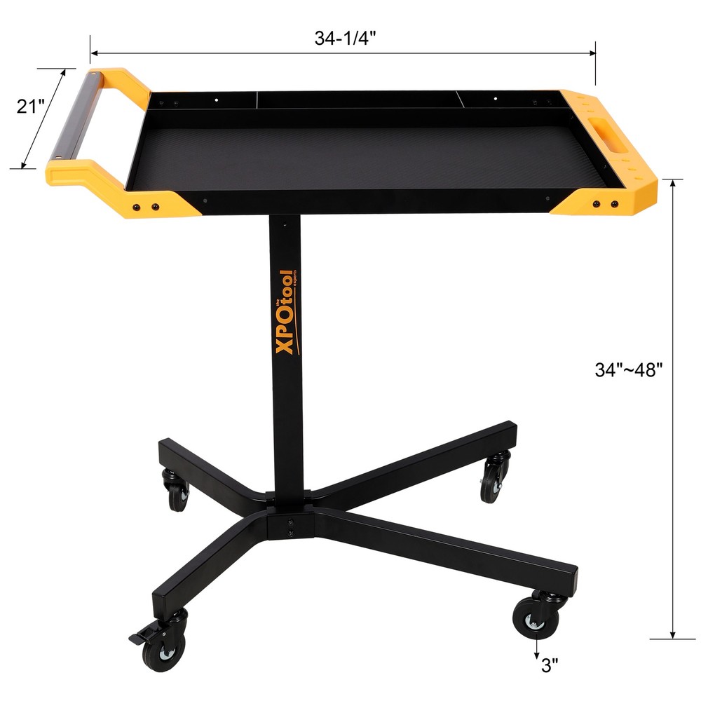 Adjustale Height Mobile Work Table Rolling Tool Tray Table for Repair Shops DIY