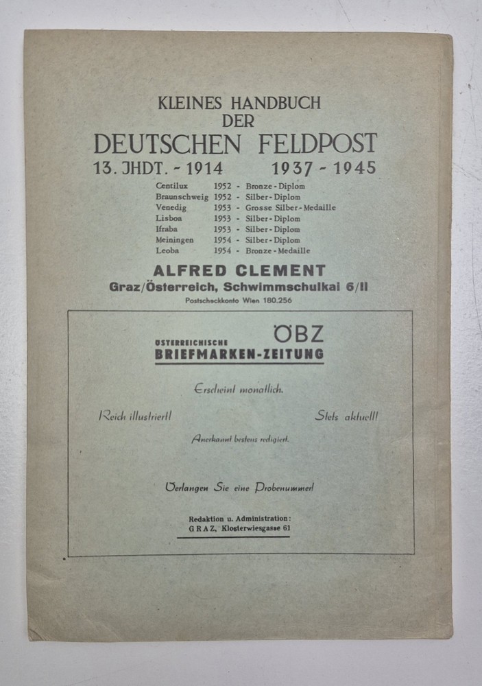 Vtg German Postage Alfred Clement 1793-1954 Military Air Mail Philately Guide