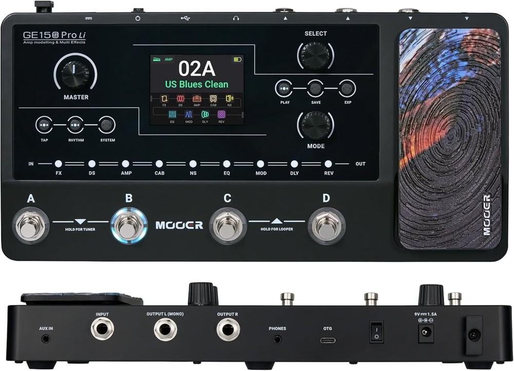 MOOER GE150 Pro Li Black Guitar Multi Effects Processor Preamp Cab Sim Pedalboar