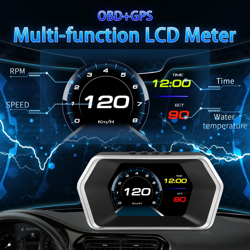 Car HUD Computer OBD GPS Head Up Display Speedometer Tester Reader P17 IGNITION