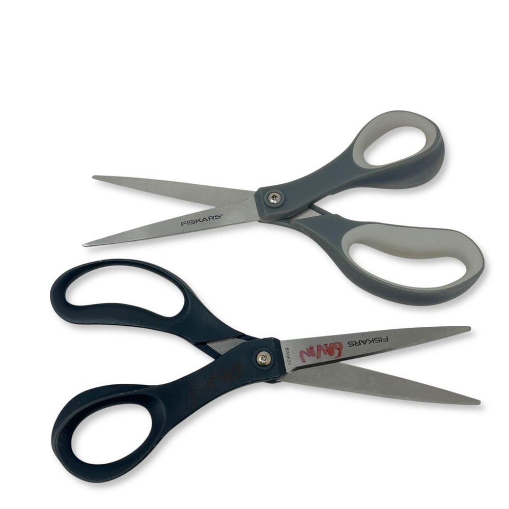 Fiskars Multi-Purpose Scissors Lot, Gray & Black Handles, Crafting Set, 3 Pcs