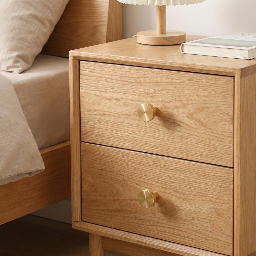 4PCS Gold Cabinet Knobs Round Brass Drawer Pull Handles with Screws Set