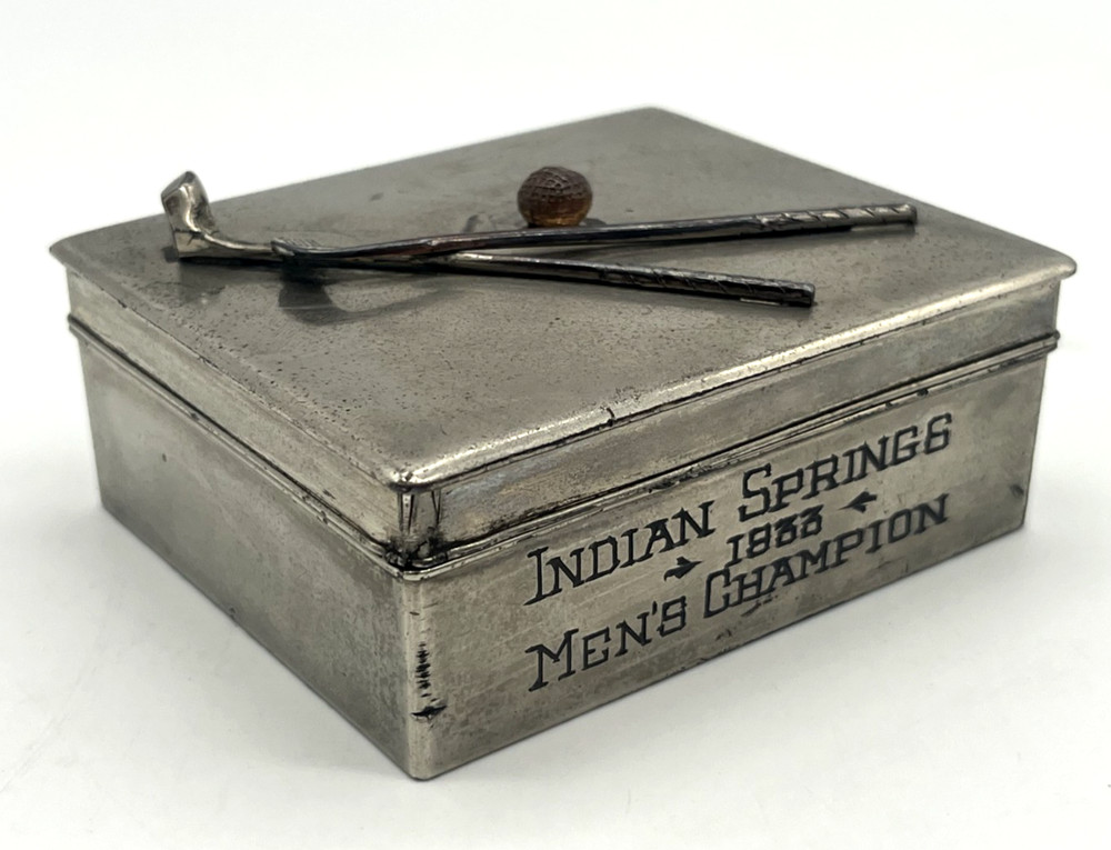 RARE Silver Plated Cigarette Case Indian Springs Golf Champion 1933 Hiawatha