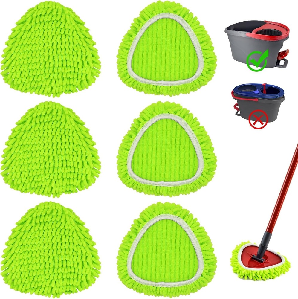 6 Pack Microfiber Chenille Mop Head Refill Compatible with EasyWring Spin Mop 1