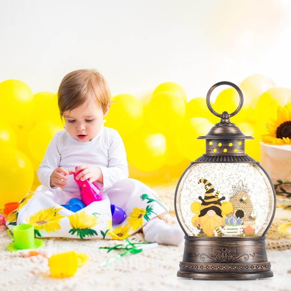Easter Snow Globe Bee Hive Decor Spring Light Up Snow Globe 6H Timer Honey Be...