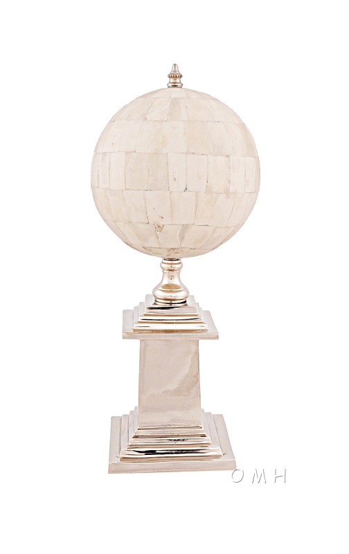 Bone Globe With Aluminum Base Home Decor