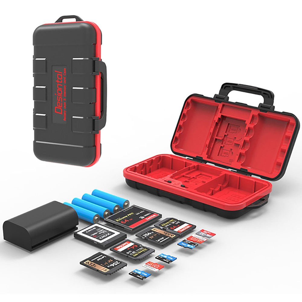 Waterproof Storage Case Box for 2 Camera Battery & SD CF XQD TF 14 Memory Card