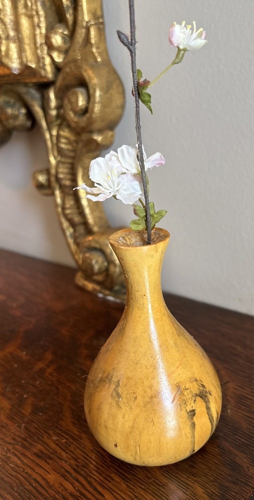 Wood Bud Vase Hand Turned 4” x 2.5”