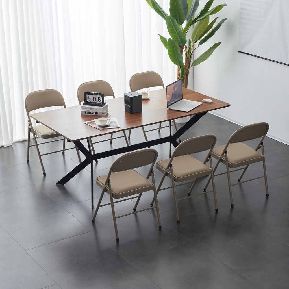 4pcs Elegant Foldable Iron & PVC Chairs for Convention & Exhibition Light -