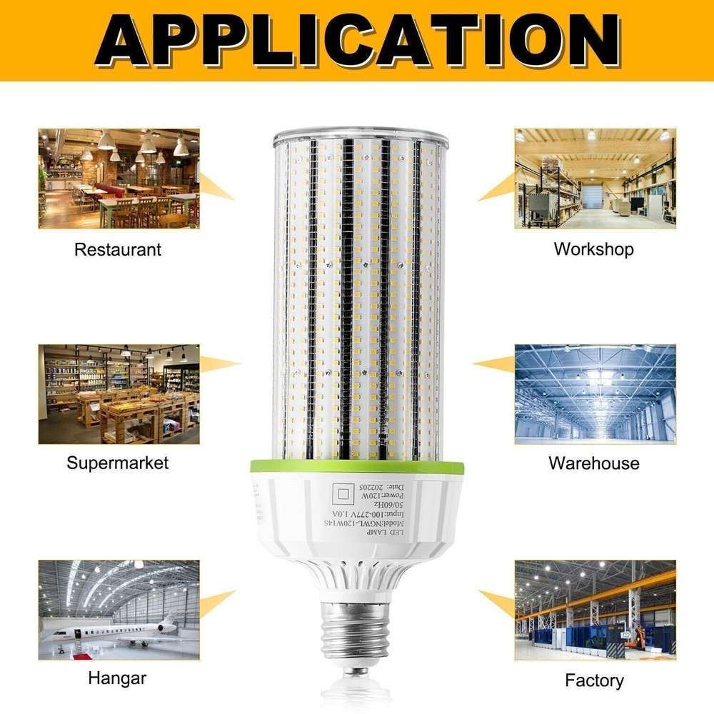 6Pack 120W LED Corn Light Bulb E39 Base Warehouse Workshop Garage Lighting 5000K