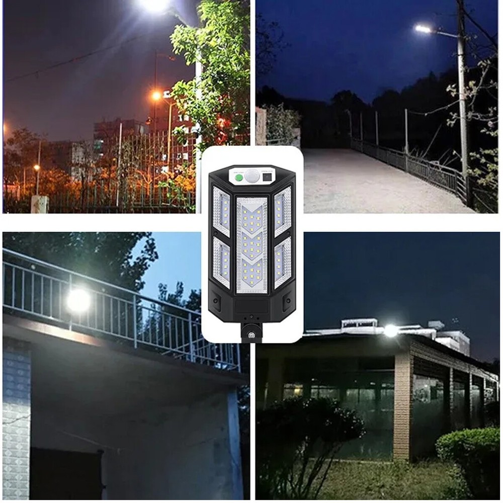LED Solar Powered Night Safety Street Light With Motion Sensor & Remote Control