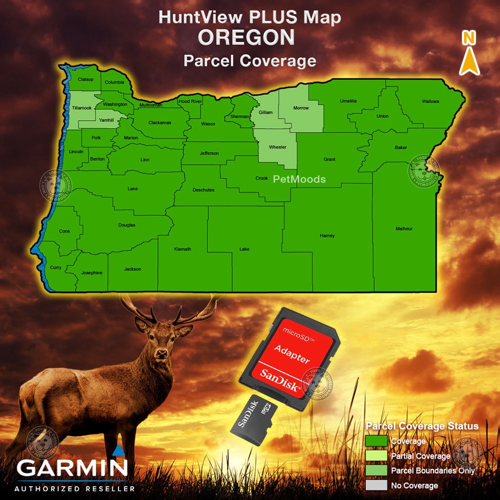 Garmin HuntView PLUS Map OREGON - MicroSD Birdseye Satellite Imagery 24K Hunt