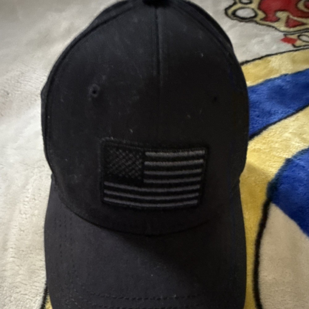 Black Tactical Baseball Ball Cap with American Flag Patch Adjustable Hat