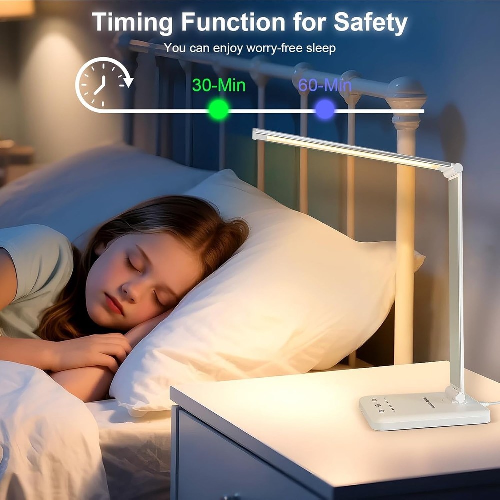 Elegant LED Reading Lamp with Adjustable Brightness & 5 Lighting Modes